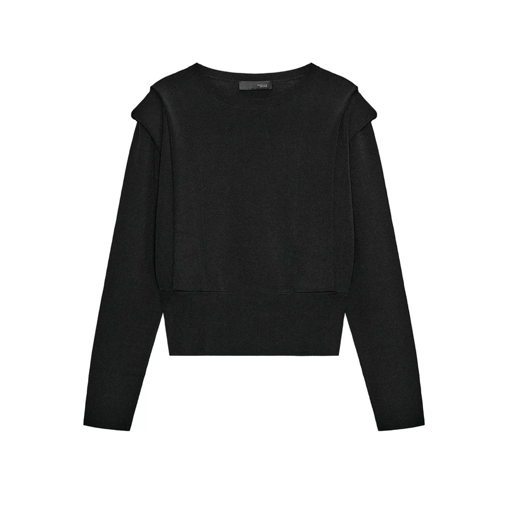 ZARA black shoulder pad knit top size small